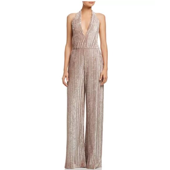 Black Halo  Denley Pleated crushed Velvet Jumpsuit size 2 - Picture 1 of 12